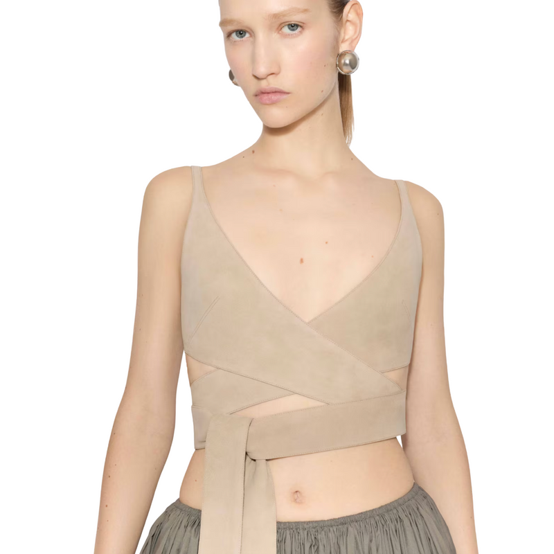 Alaia Leather Criss Cross Top