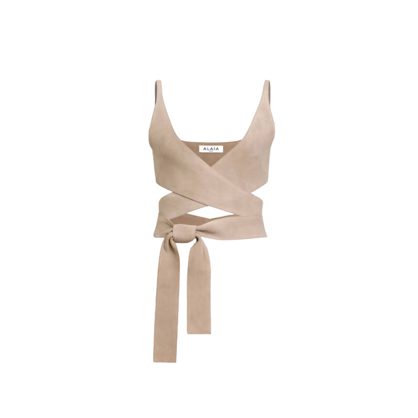 Alaia Leather Criss Cross Top