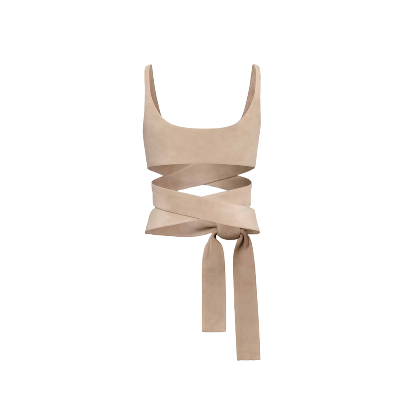 Alaia Leather Criss Cross Top