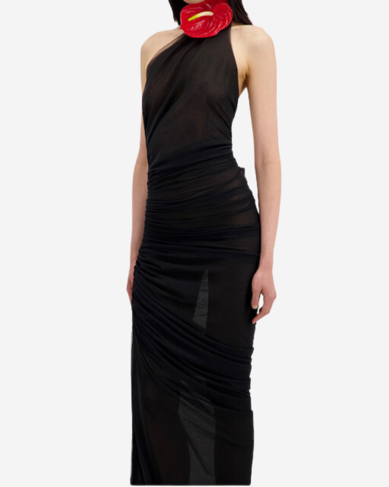 Ludovic De Saint Sernin Mesh halter dress black