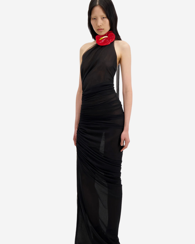 Ludovic De Saint Sernin Mesh halter dress black