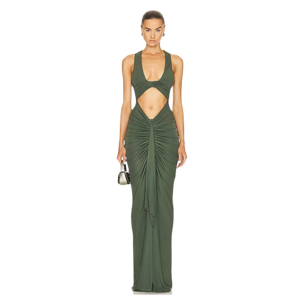 Christopher Esber Vivenda Drape Front Dress green