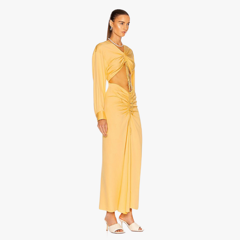 Christopher Esber ruched disconnect shirt dress yellow