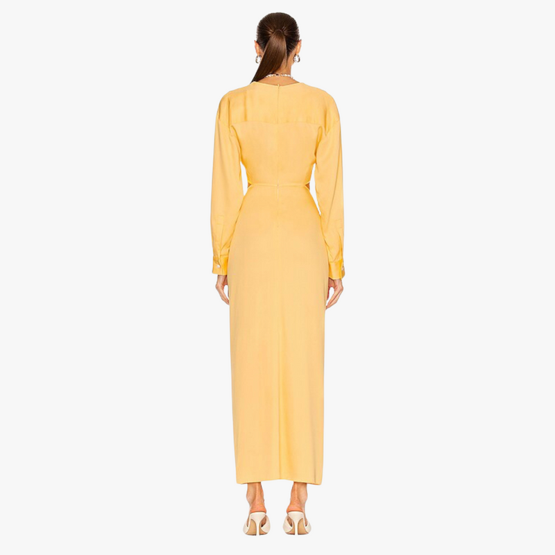 Christopher Esber ruched disconnect shirt dress yellow