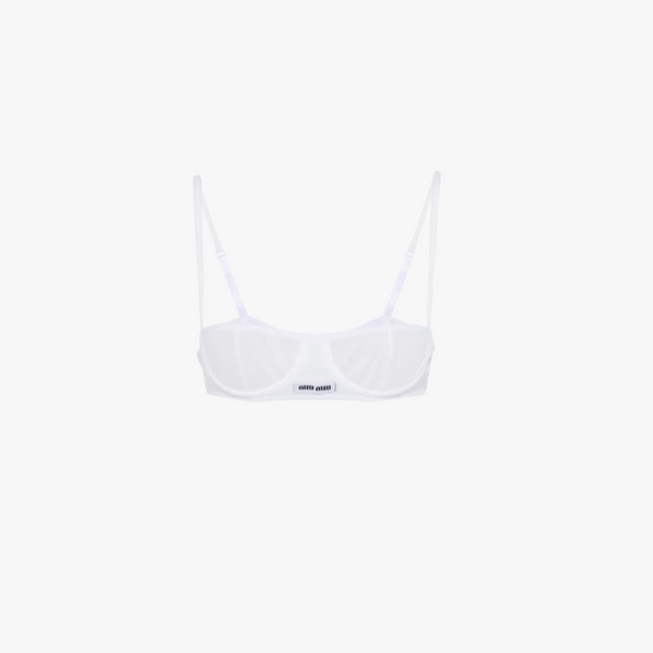 Miu Miu White Ribbed knit demi bra