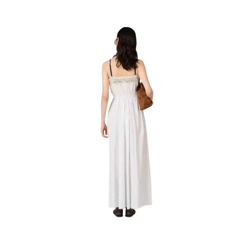 Miu Miu Poplin and Lace Midi Dress