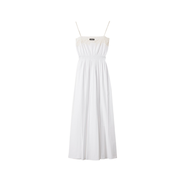 Miu Miu Poplin and Lace Midi Dress
