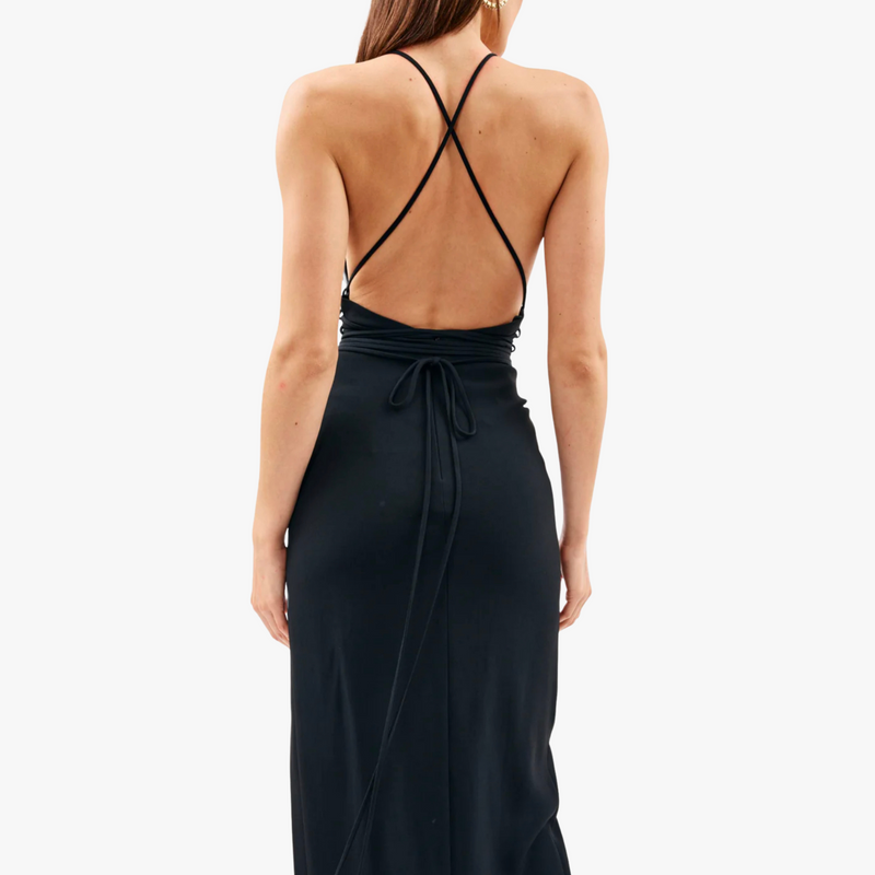 Monot long halter black dress