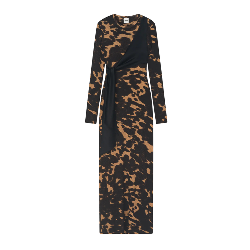 Nanshuka Yura Mesh Jersey/Slip Satin Long Dress