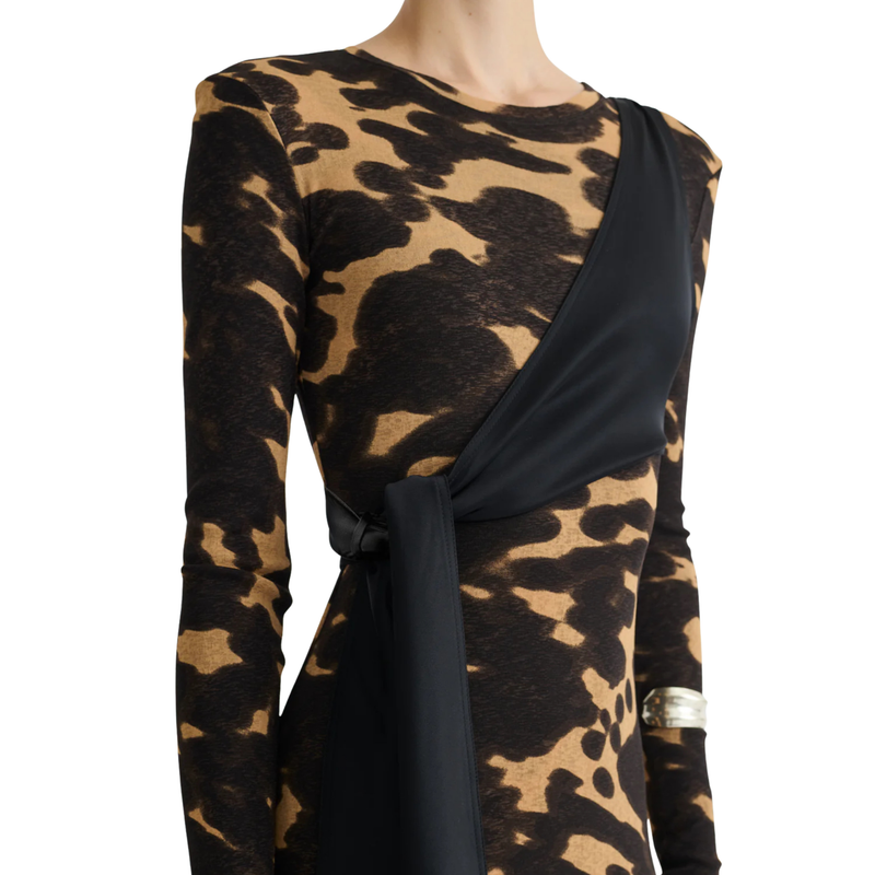 Nanshuka Yura Mesh Jersey/Slip Satin Long Dress