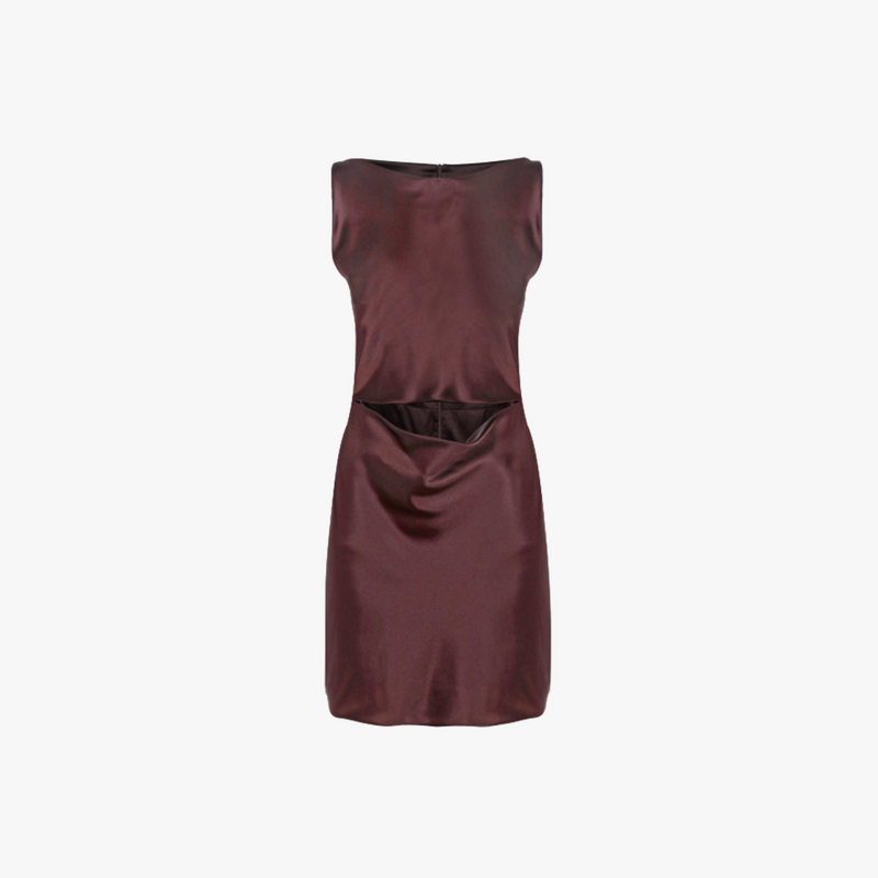 Bevza Brown Mini Silk Dress