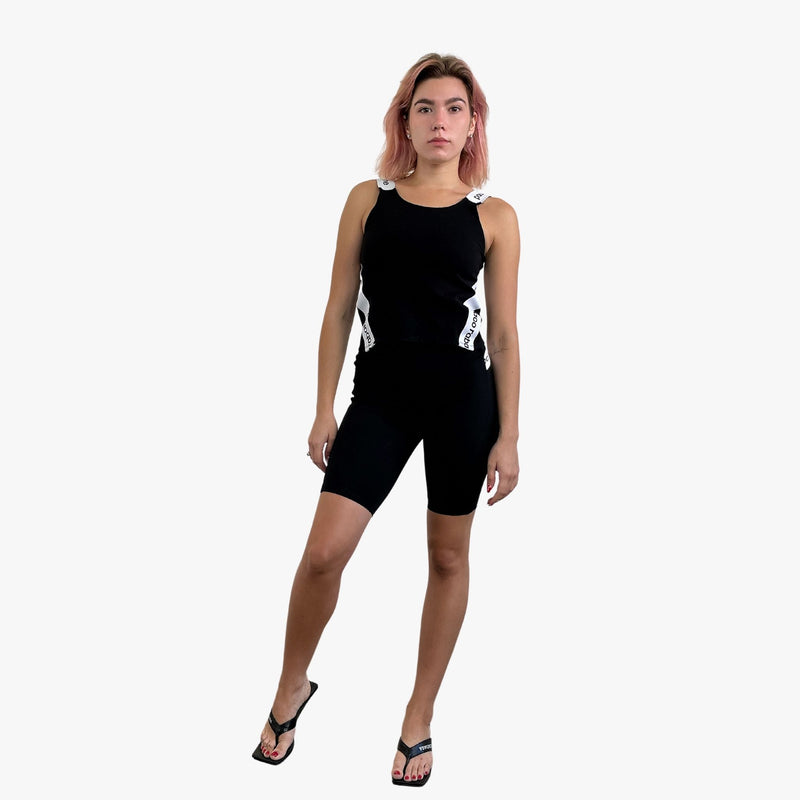 Paco Rabanne body line black bike short & logo black tank top