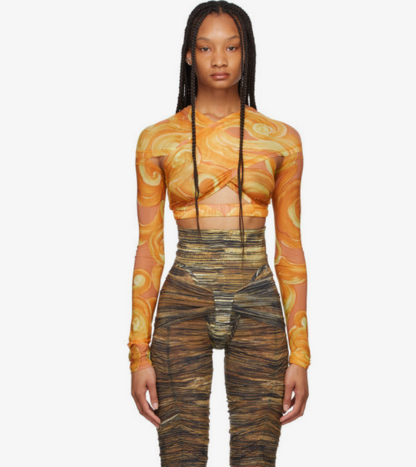 Charlotte Knowles Crossover Swirl-print Crop Top