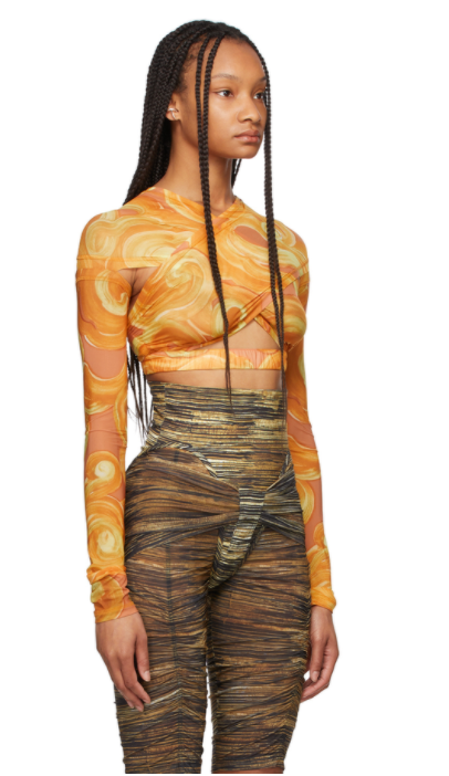 Charlotte Knowles Crossover Swirl-print Crop Top